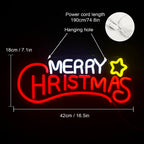 Merry Christmas – Tähti – LED-neonkyltti (5 V USB)