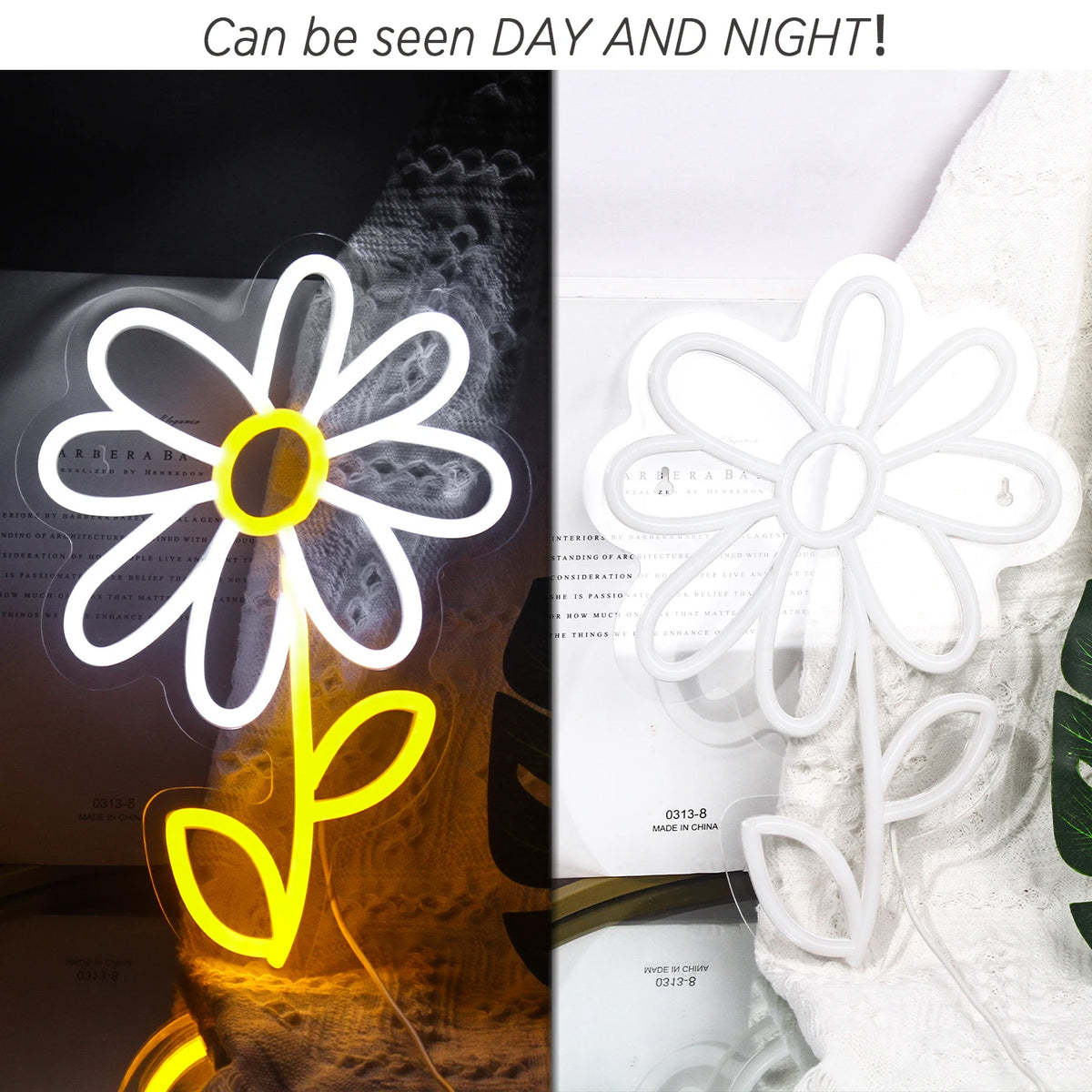 Päivänkakkara, sarjakuvatyyli – LED-neonkyltti (5 V USB)