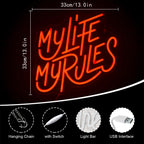 My Life My Rules – LED-neonkyltti (5 V USB)