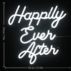 Happily Ever After – Paksu kaunokirjoitustyyli – LED-neonkyltti (5 V USB)