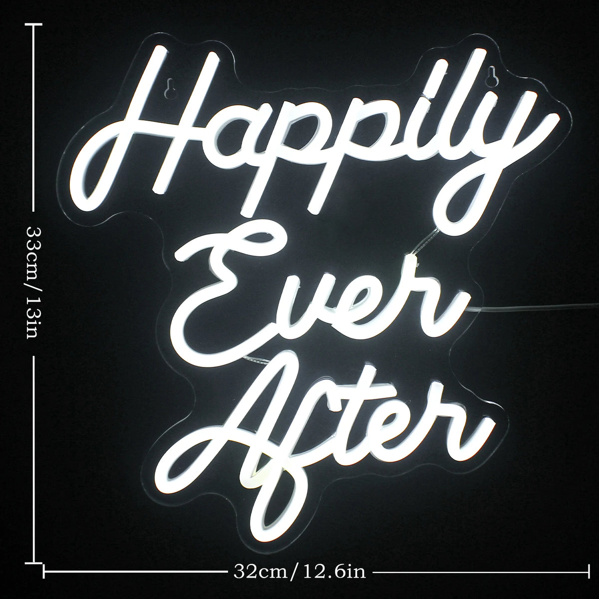 Happily Ever After – Paksu kaunokirjoitustyyli – LED-neonkyltti (5 V USB)