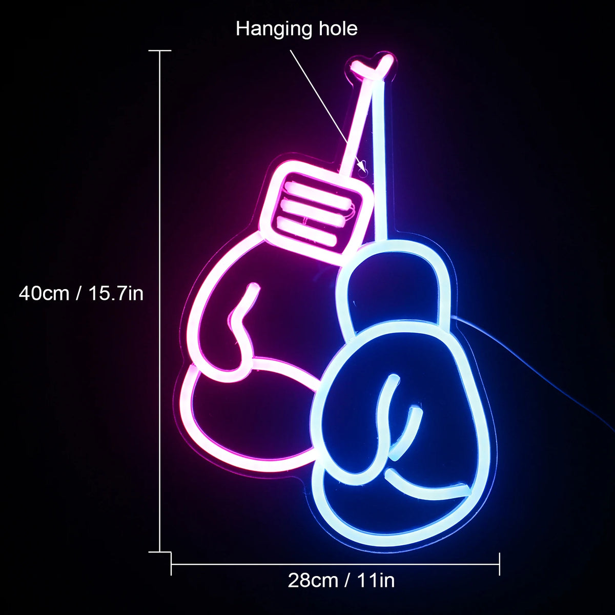 Nyrkkeilyhanskat – LED-neonkyltti (5 V USB)