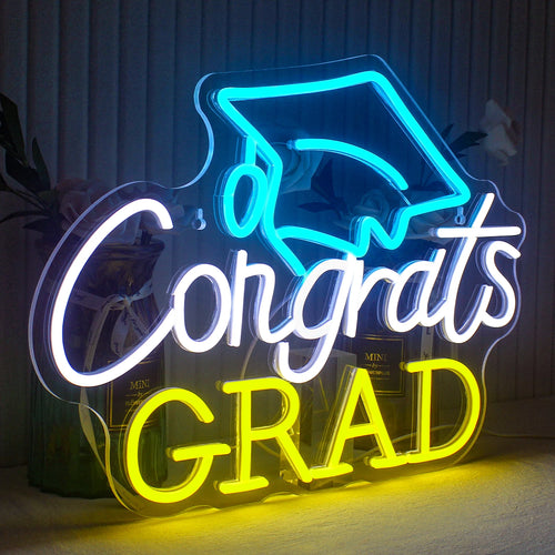 Congrats GRAD – Examenshatt – LED-neonskylt (5 V USB)