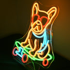 Rullalautaileva koira – LED-neonkyltti (5 V USB)