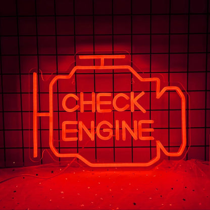 Check Engine 5V Mini USB LED Neon Sign - Budget Friendly