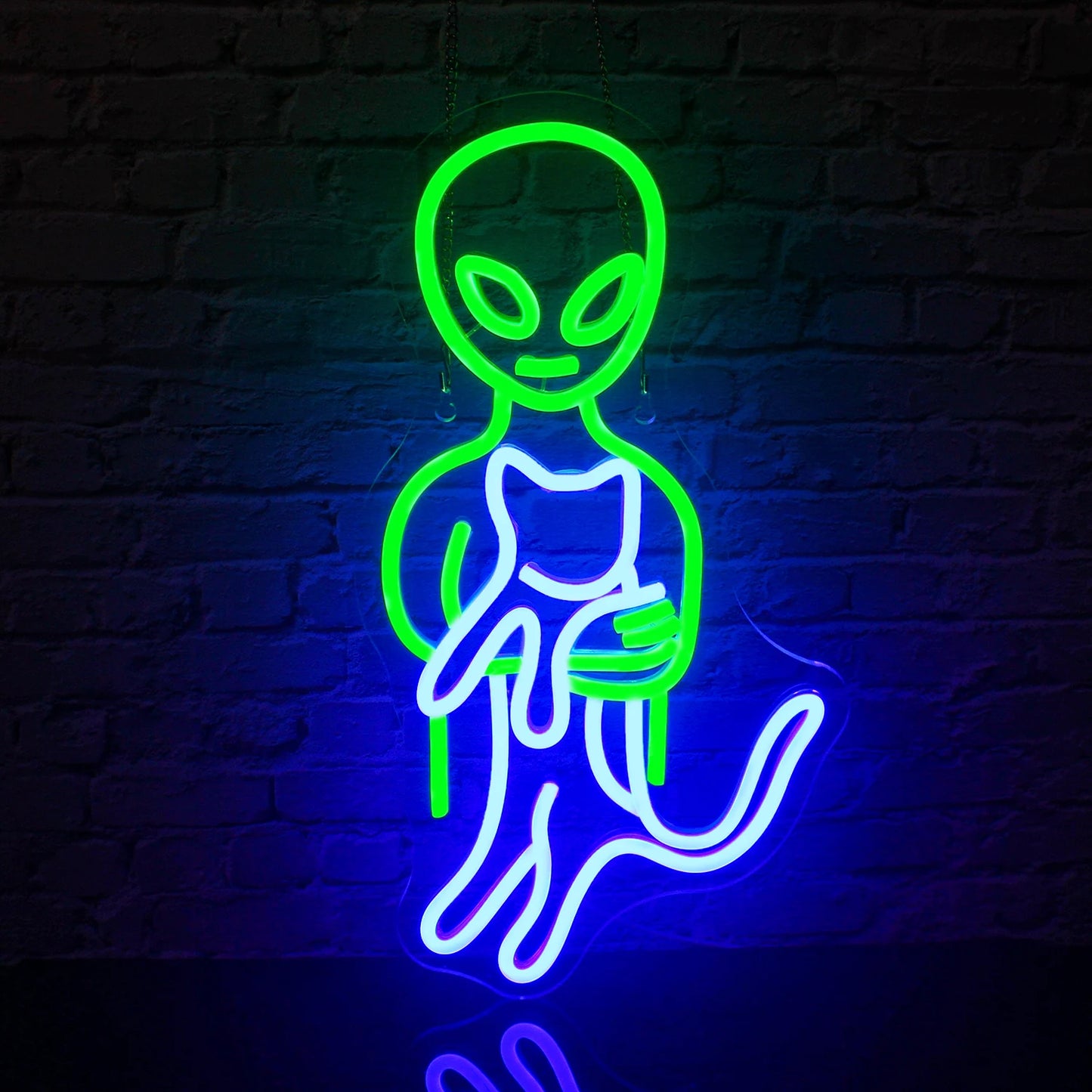 Green Alien 5V Mini USB  LED Neon Sign - Budget-Friendly