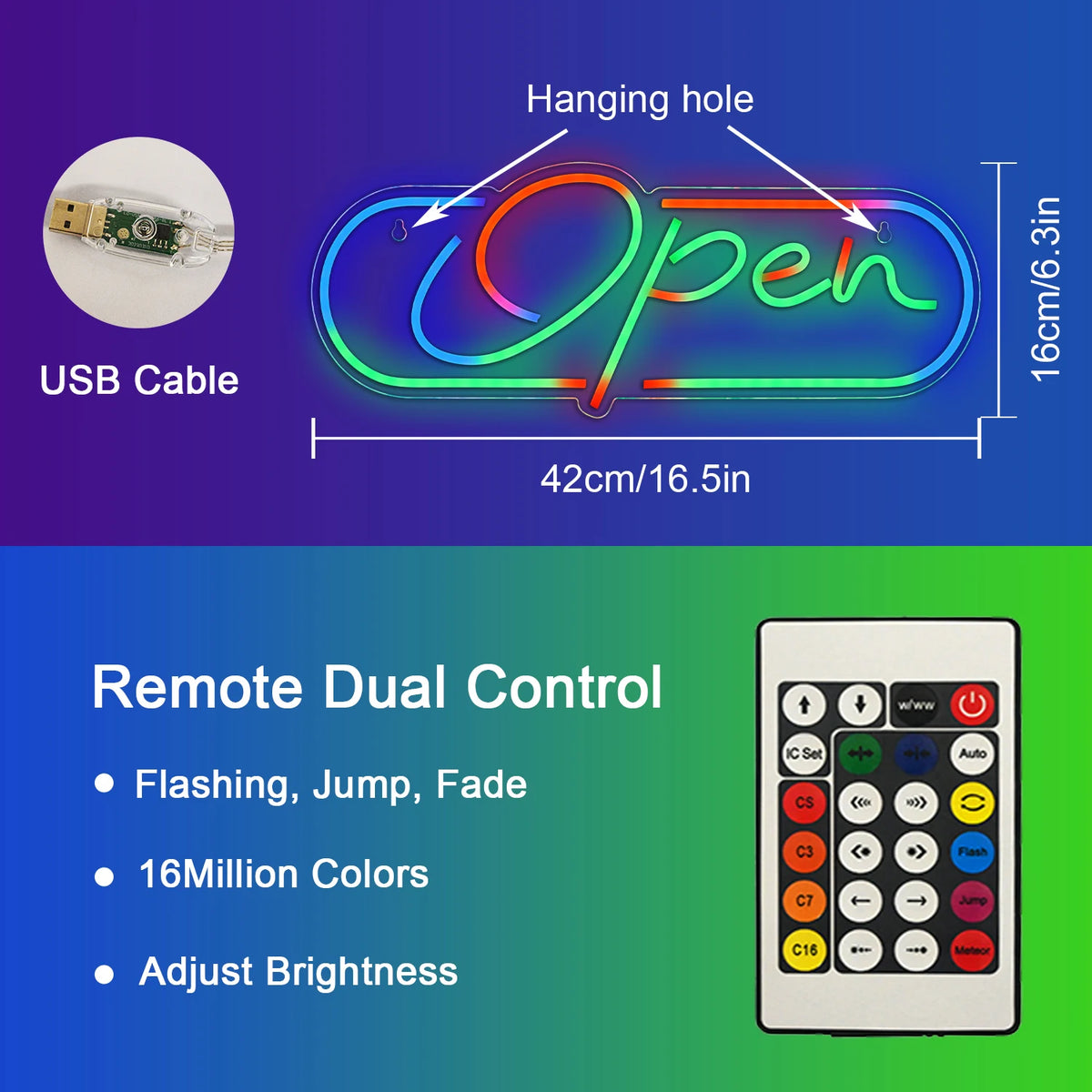RGB Open – LED-neonkyltti (5 V USB)