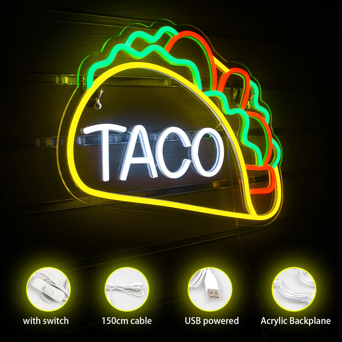 Taco 5V USB LED Neon Sign - Budget Friendly
