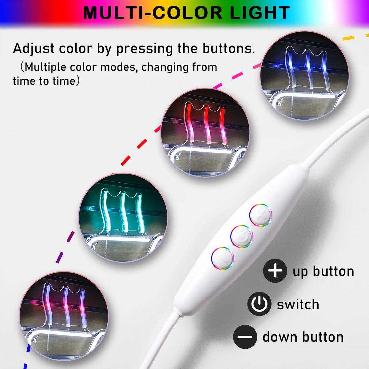 Värikäs kahviaihe – LED-neonvalomainos (5 V USB)