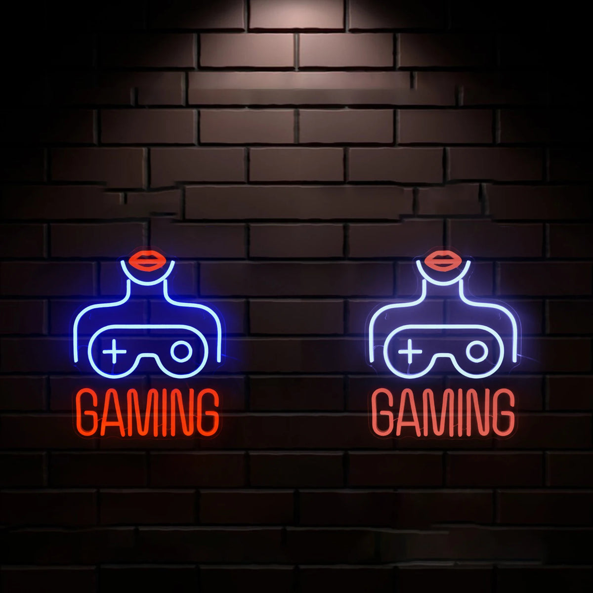 GAMING – Nainen ja peliohjain – LED-neonkyltti (5 V USB)