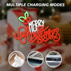 Merry Christmas – Jouluiset lehdet yläpuolella – LED-neonkyltti (5 V USB)