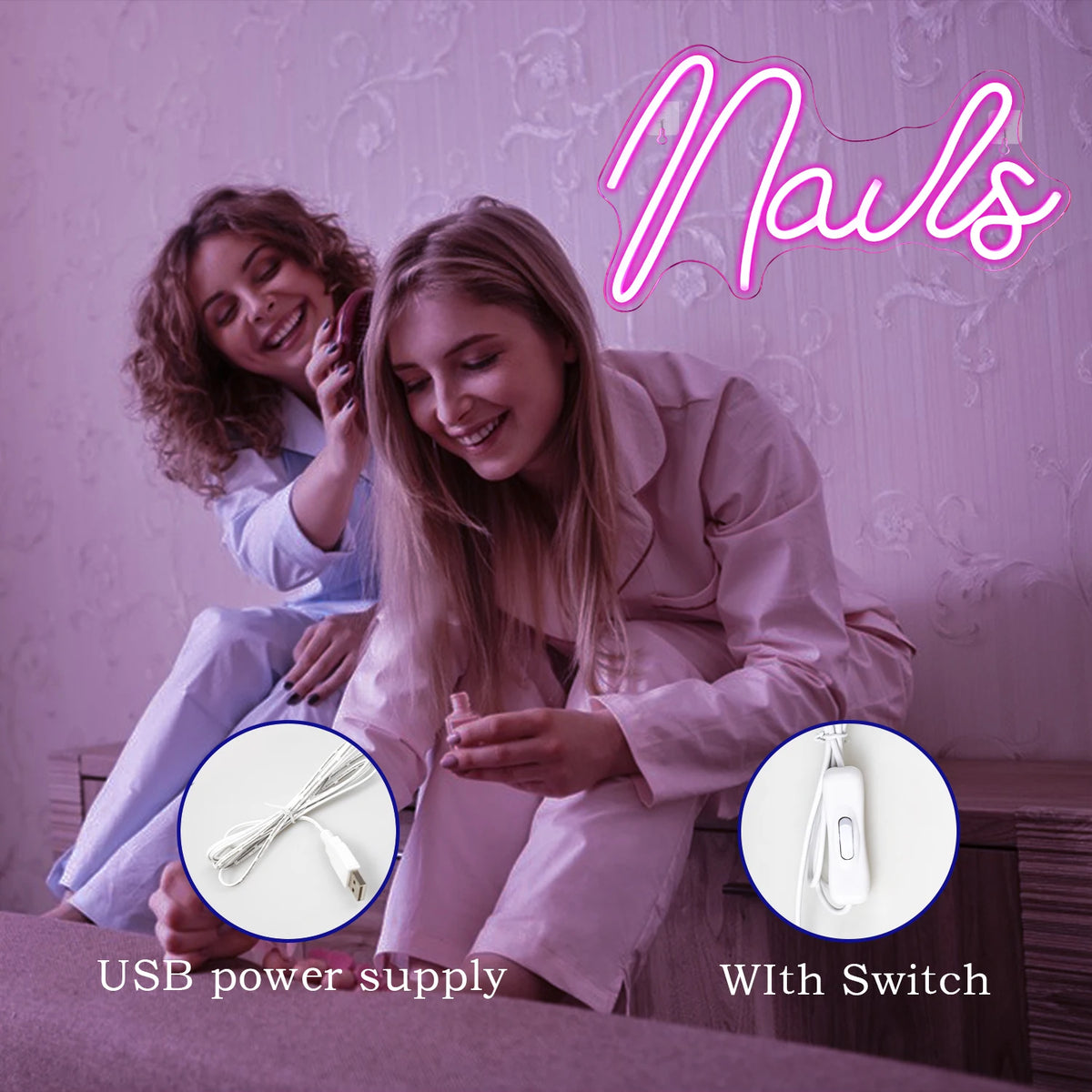 Nails – LED-neonkyltti (5 V USB)