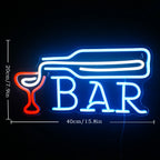 BAR – Lasin täyttävä viinipullo – LED-neonvalomainos (5 V USB)
