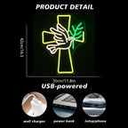 Risti ja rauhankyyhky – LED-neonkyltti (5 V USB)
