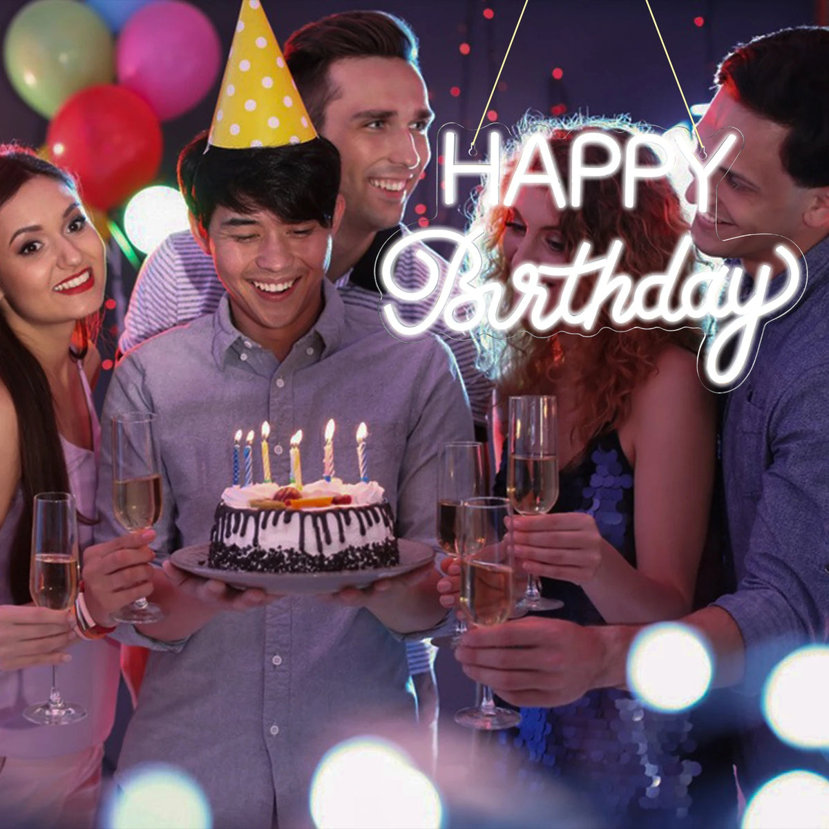 Happy Birthday – LED-neonkyltti (5 V USB)