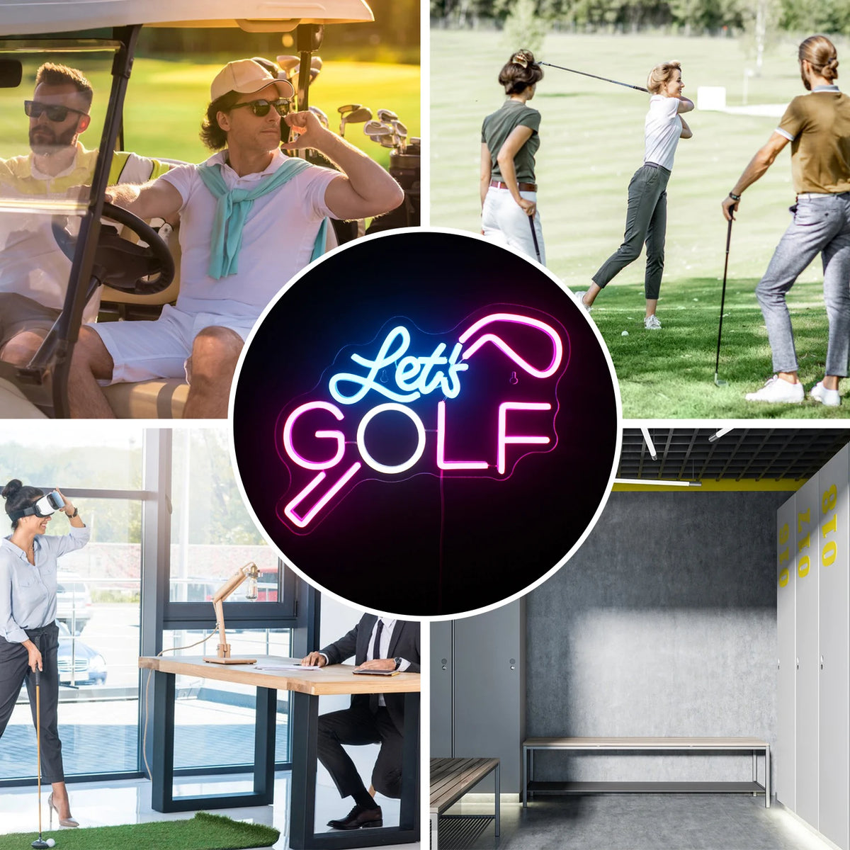 Let's GOLF – Golfmaila – LED-neonkyltti (5 V USB)