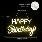 Happy Birthday – LED-neonkyltti (5 V USB)