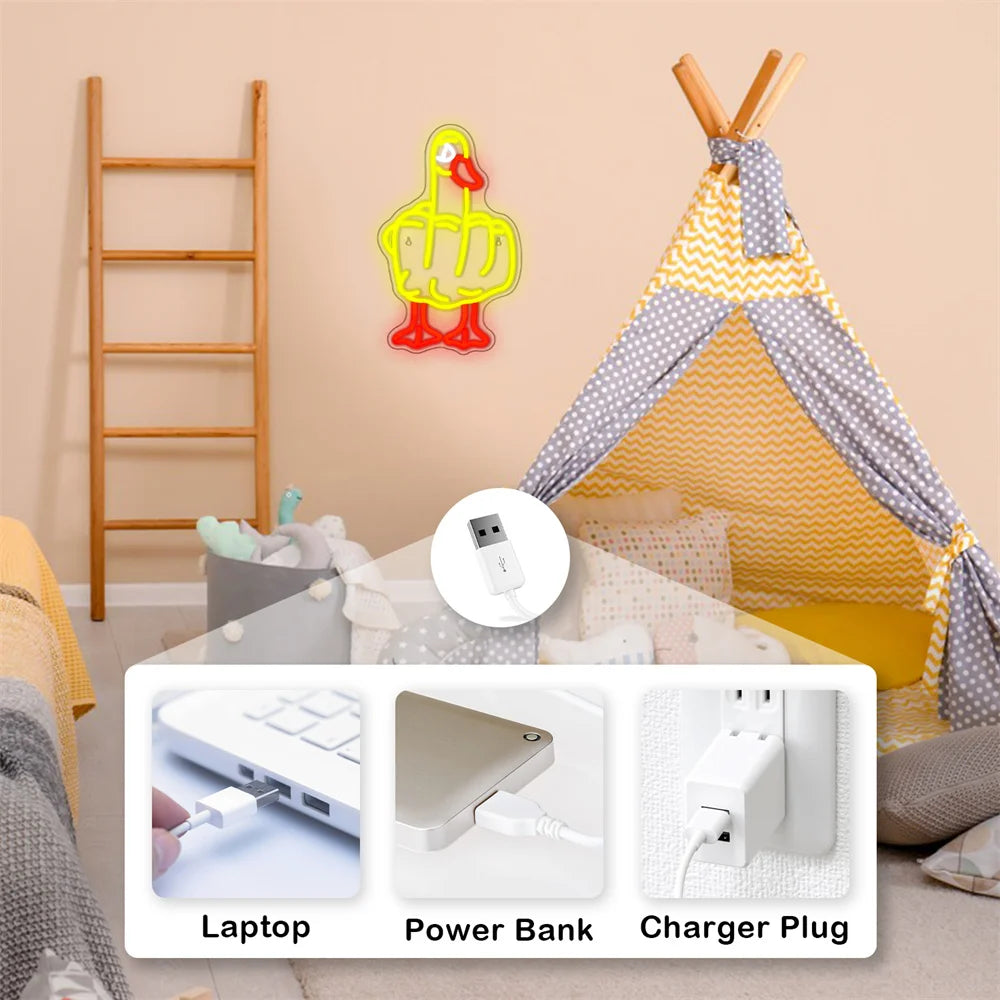 Ankka – LED-neonkyltti (5 V USB)