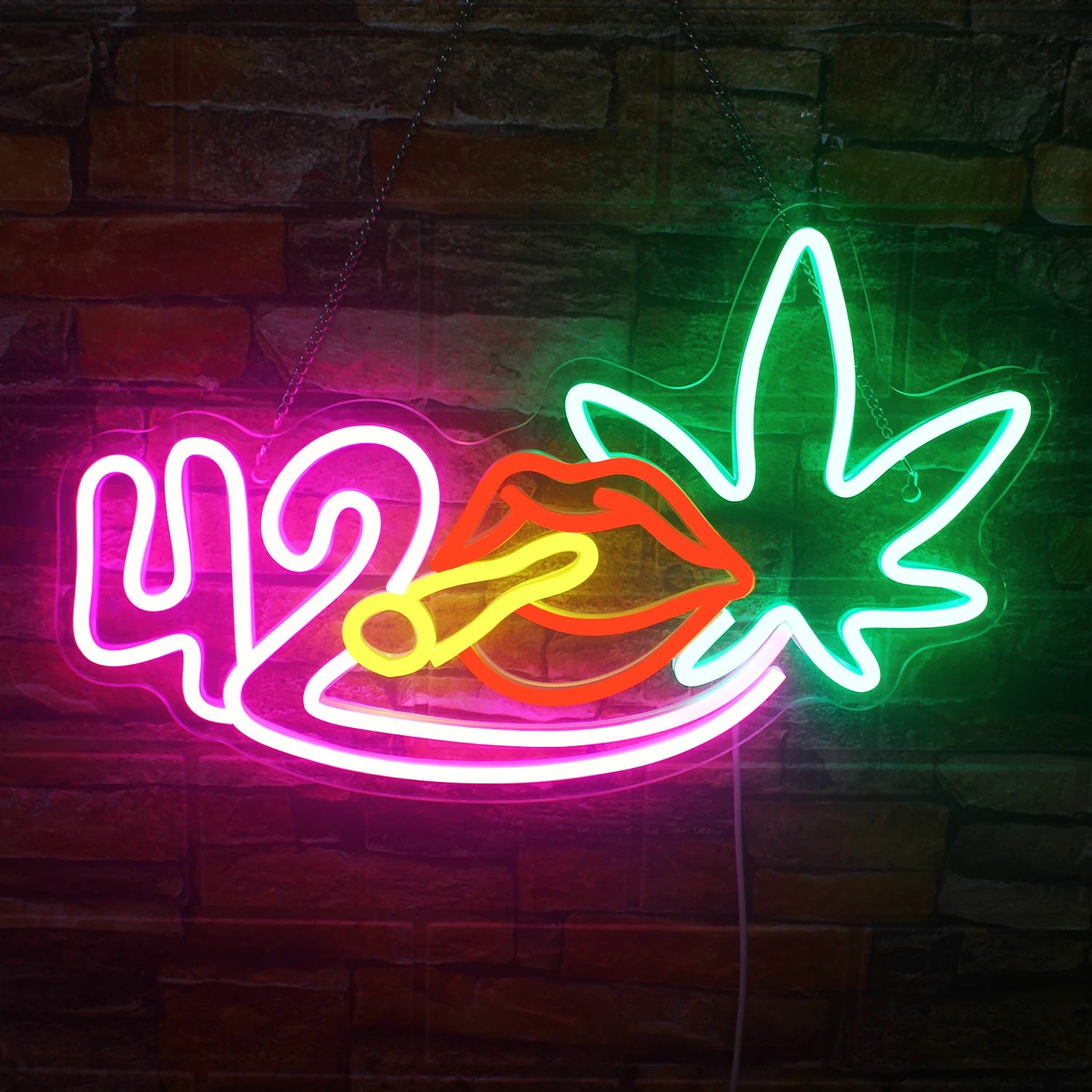  Green Leaf, Cigar 5V Mini USB LED Neon Sign - Budget Friendly