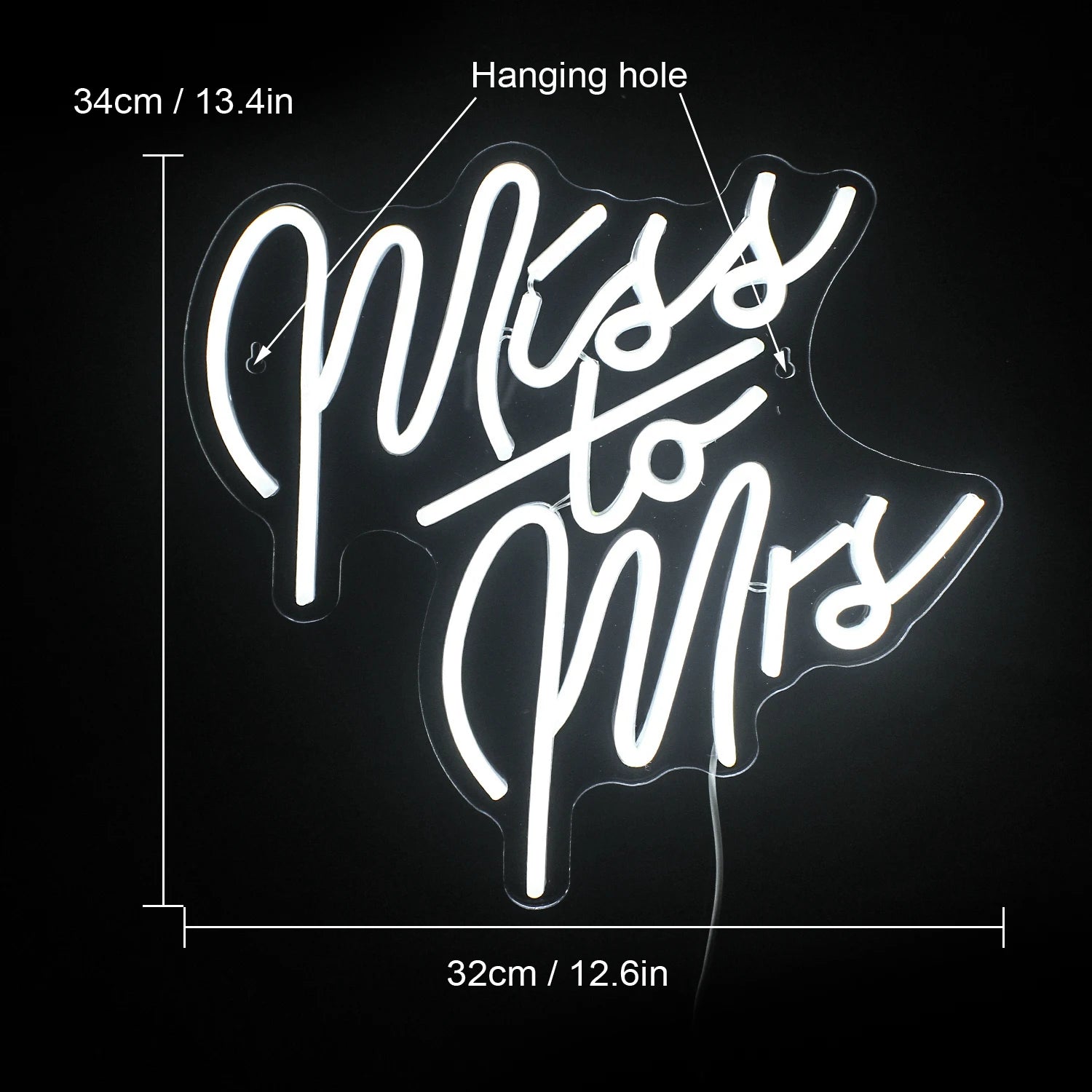 Miss To Mrs 5V Mini USB LED Neon Sign - Budget Friendly