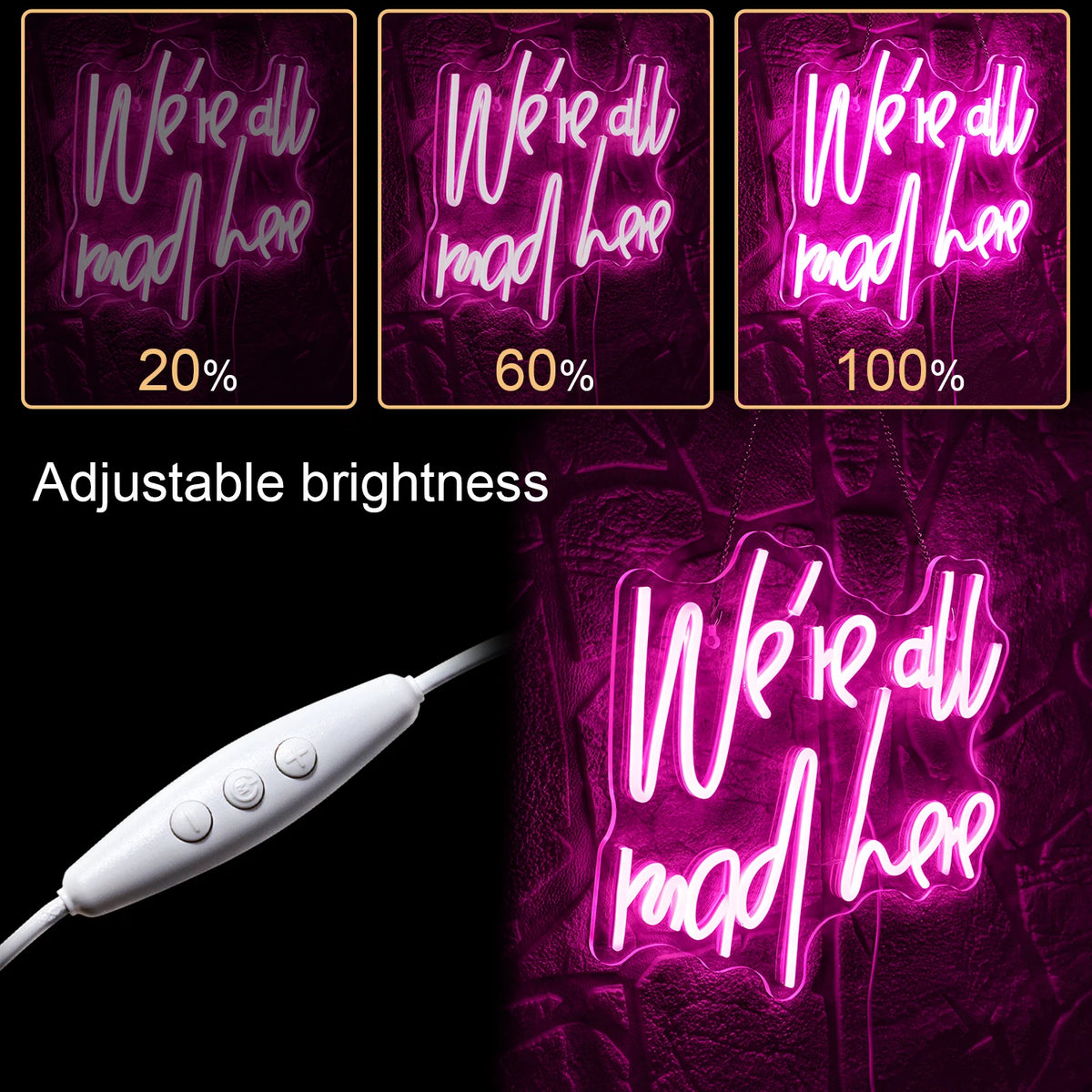 We're All Mad Here – LED-neonkyltti (5 V USB)