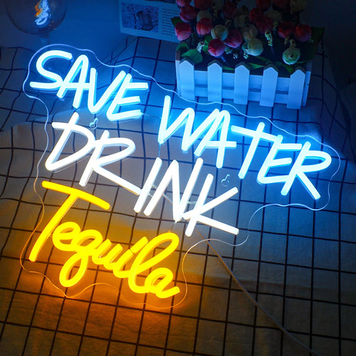 Save Water Drink Tequila – LED-ljusskylt (5 V USB)