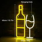 Viinipullo ja lasi – LED-neonvalomainos (5 V USB)