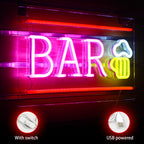 BAR – Oluttuoppi ja vaakasuora reunus – LED-neonvalomainos (5 V USB)