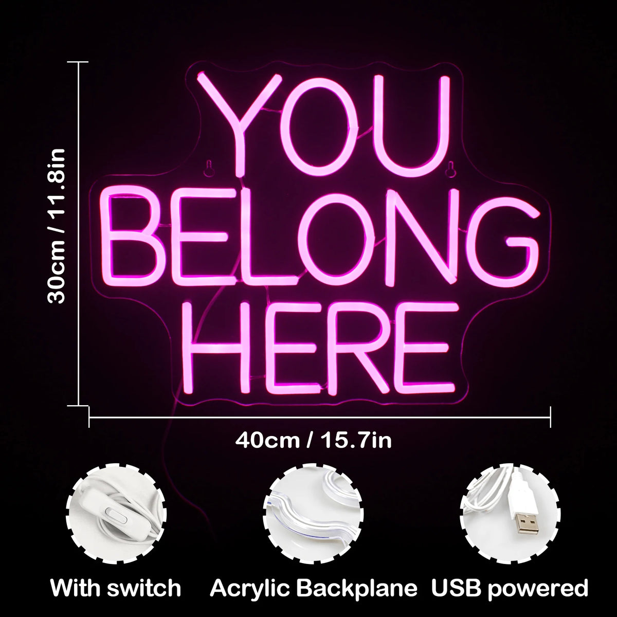 You Belong Here 5V USB LED Neon Sign - Budget Friendly