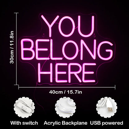 You Belong Here 5V Mini USB LED Neon Sign - Budget Friendly