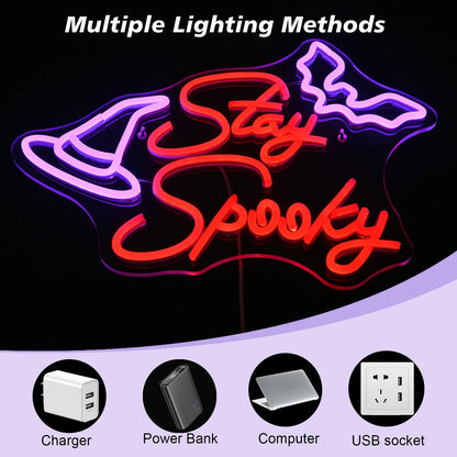 Stay Spooky 5V Mini USB LED Neon Sign - Budget Friendly