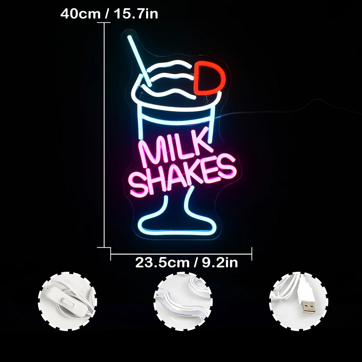 MILK SHAKES – Pirtelölasi – LED-neonvalomainos (5 V USB)