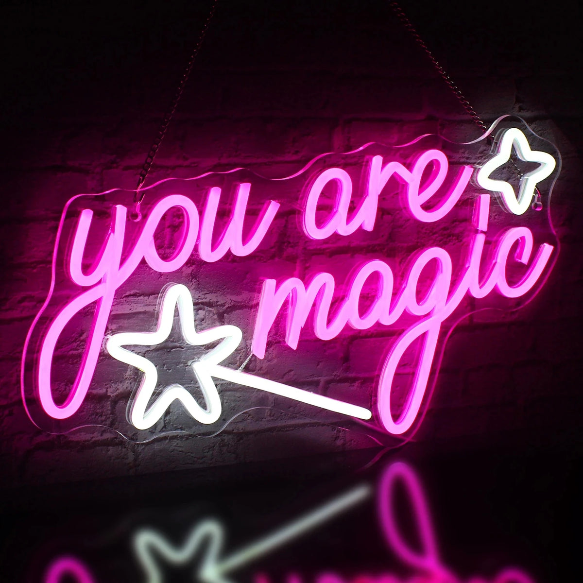 you are magic – Taikasauva ja tähdet – LED-neonkyltti (5 V USB)