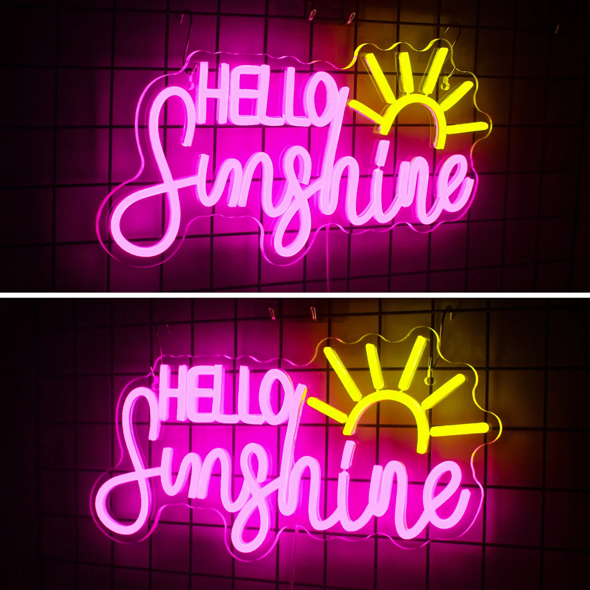 HELLO Sunshine – Aurinko – LED-neonkyltti (5 V USB)