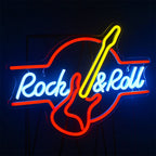 Rock & Roll – Kitara – LED-neonkyltti (5 V USB)
