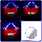 ROCK MUSIC – Kaksi sähkökitaraa – LED-neonkyltti (5 V USB)