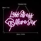Less Stress More Sex – Läppar och klubba – LED-neonskylt (5 V USB)