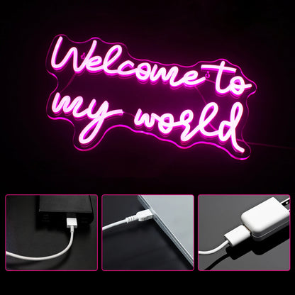 Welcome to my world 5V Mini USB LED Neon Sign - Budget Friendly