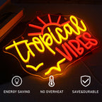 Tropical VIBES – Aurinko ja linnut – LED-neonkyltti (5 V USB)
