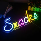 Snacks – Värikkäät kirjaimet – LED-neonvalomainos (5 V USB)