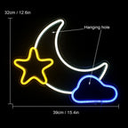 Kuu ja tähti – LED-neonkyltti (5 V USB)