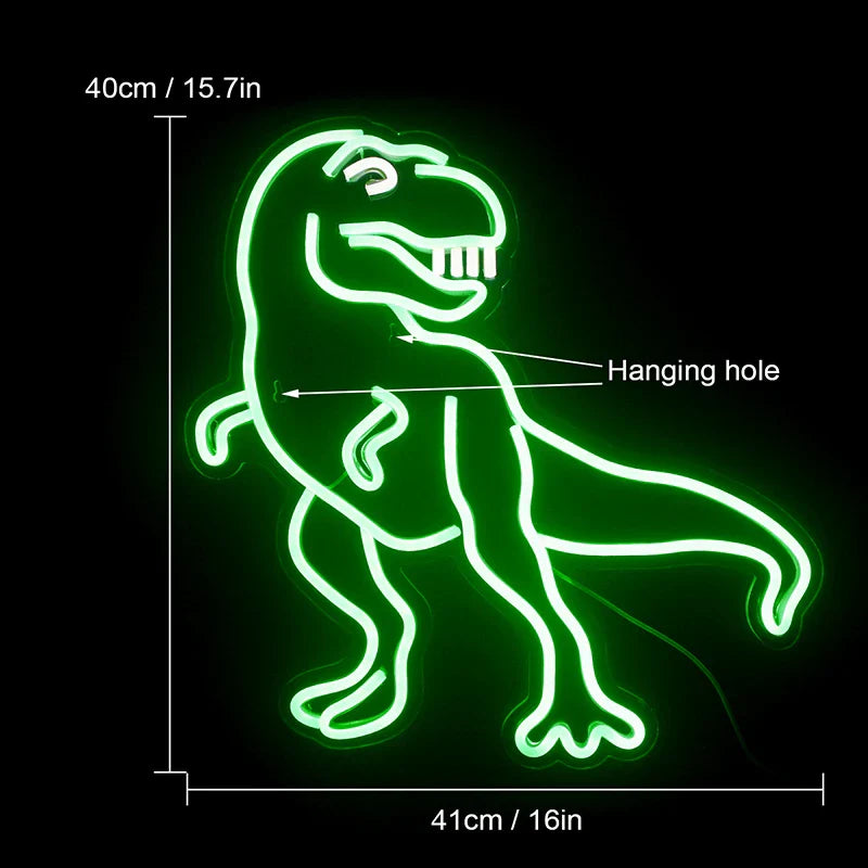 Dinosaurusaihe – LED-neonkyltti (5 V USB)