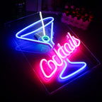Cocktails – Martini-lasi – LED-neonvalomainos (5 V USB)