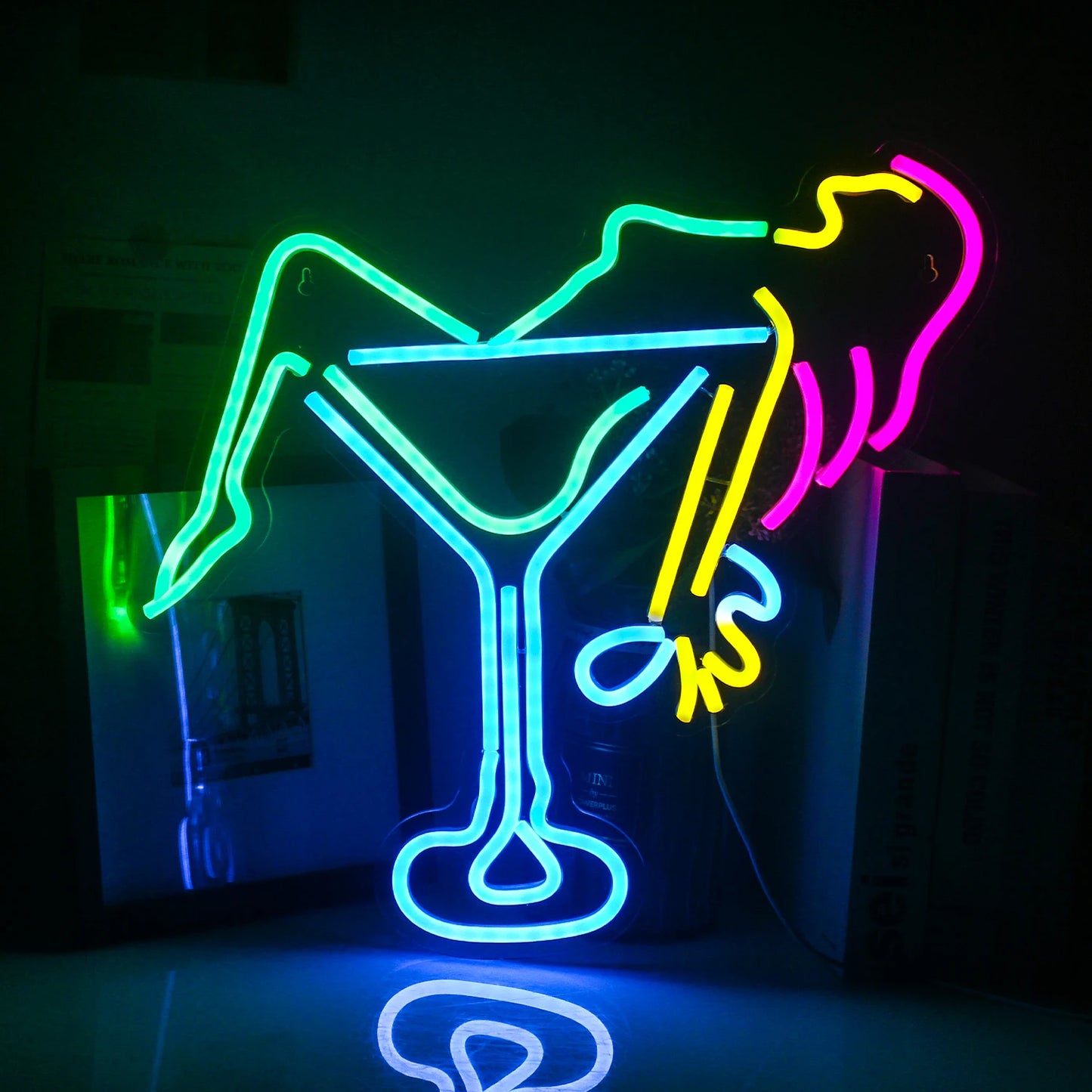 Woman Wine Glass 5V Mini USB LED Neon Sign - Budget Friendly