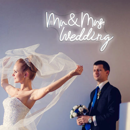 Mr&Mrs Wedding 5V Mini USB LED Neon Sign - Budget Friendly