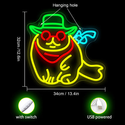 Cowboy Cat 5V Mini USB LED Neon Sign - Budget Friendly