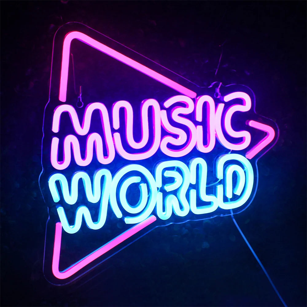 MUSIC WORLD – Kolmio – LED-neonkyltti (5 V USB)