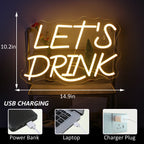 Let's Drink – LED-neonvalomainos (5 V USB)