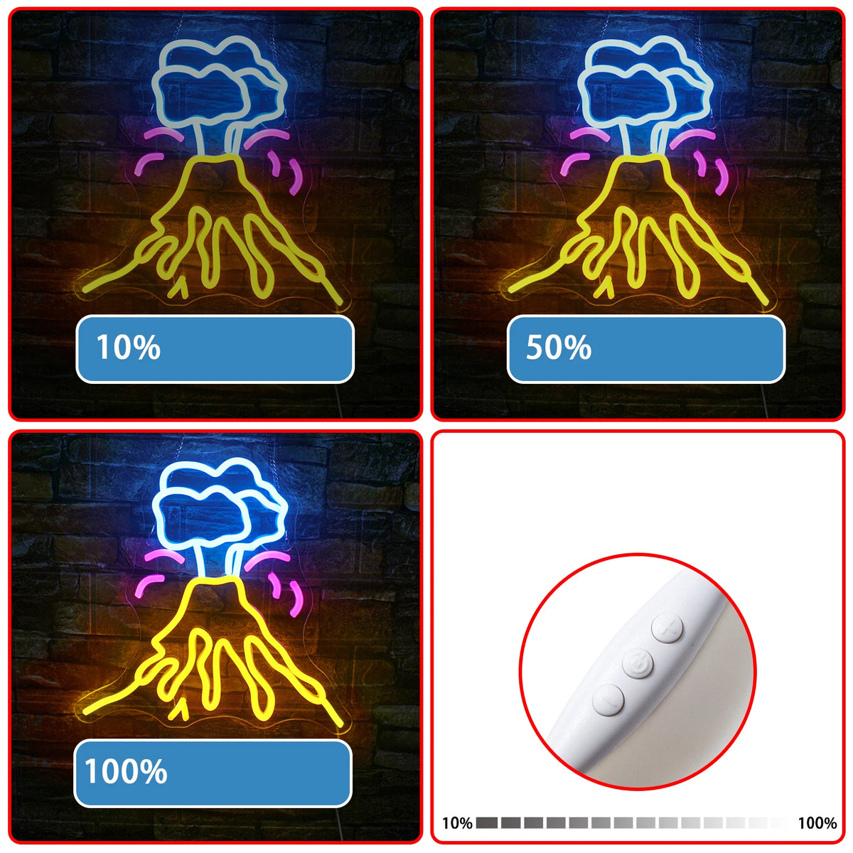 Tulivuori – LED-neonkyltti (5 V USB)