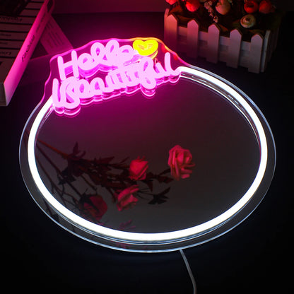 Mirror Hello Beautiful 5V Mini USB LED Neon Sign - Budget Friendly